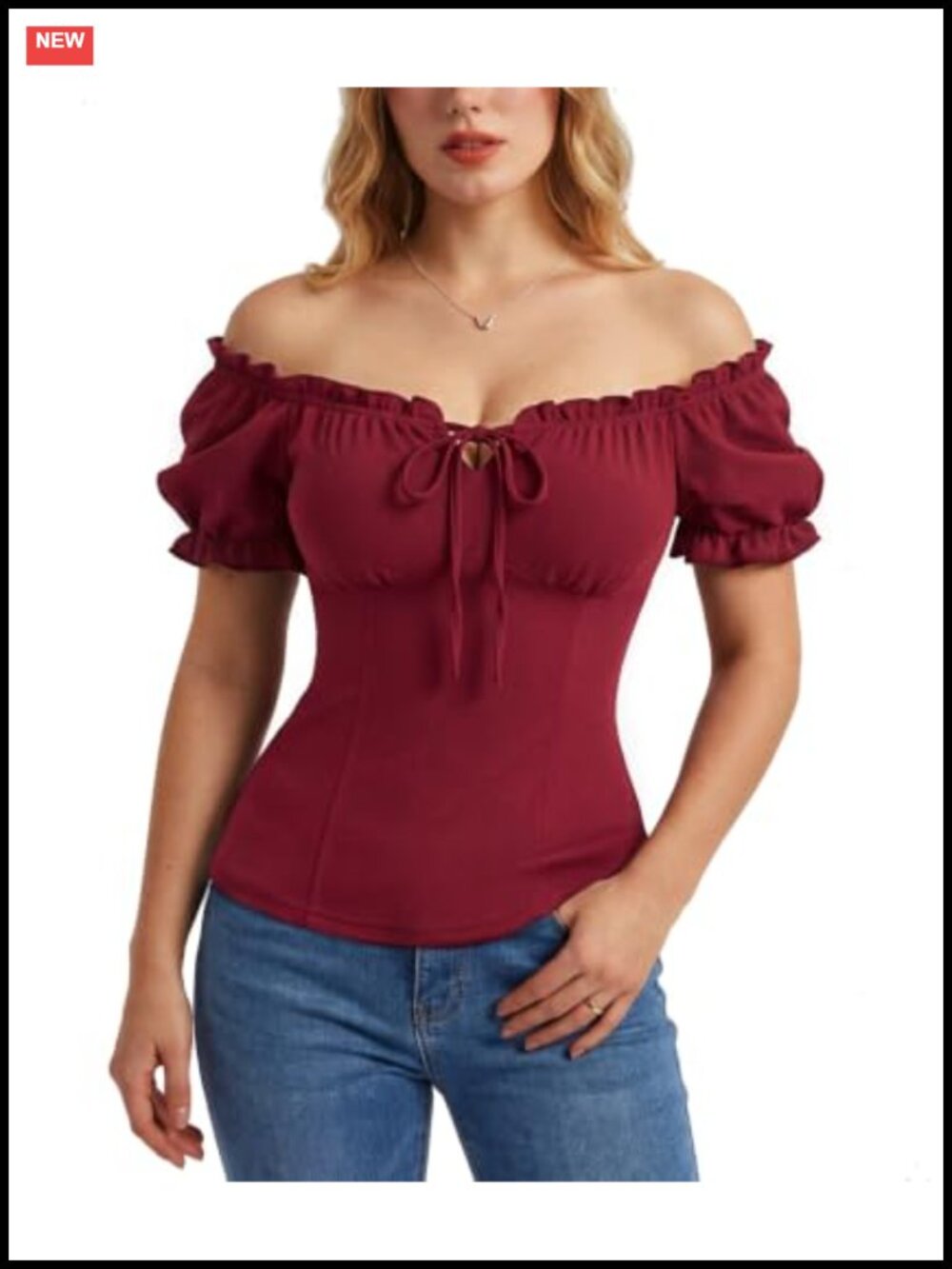 Peasant Blouse Off Shoulder Puff Sleeve Renaissance Corset Top